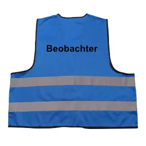 Blaue Warnweste mit Aufdruck " Beobachter".