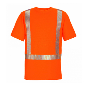 UV-Schutz - T-Shirt in orange mit Reflexstreifen.