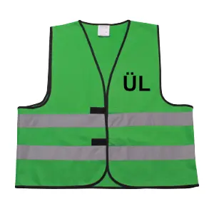 Grüne Warnweste mit Aufdruck "ÜL".